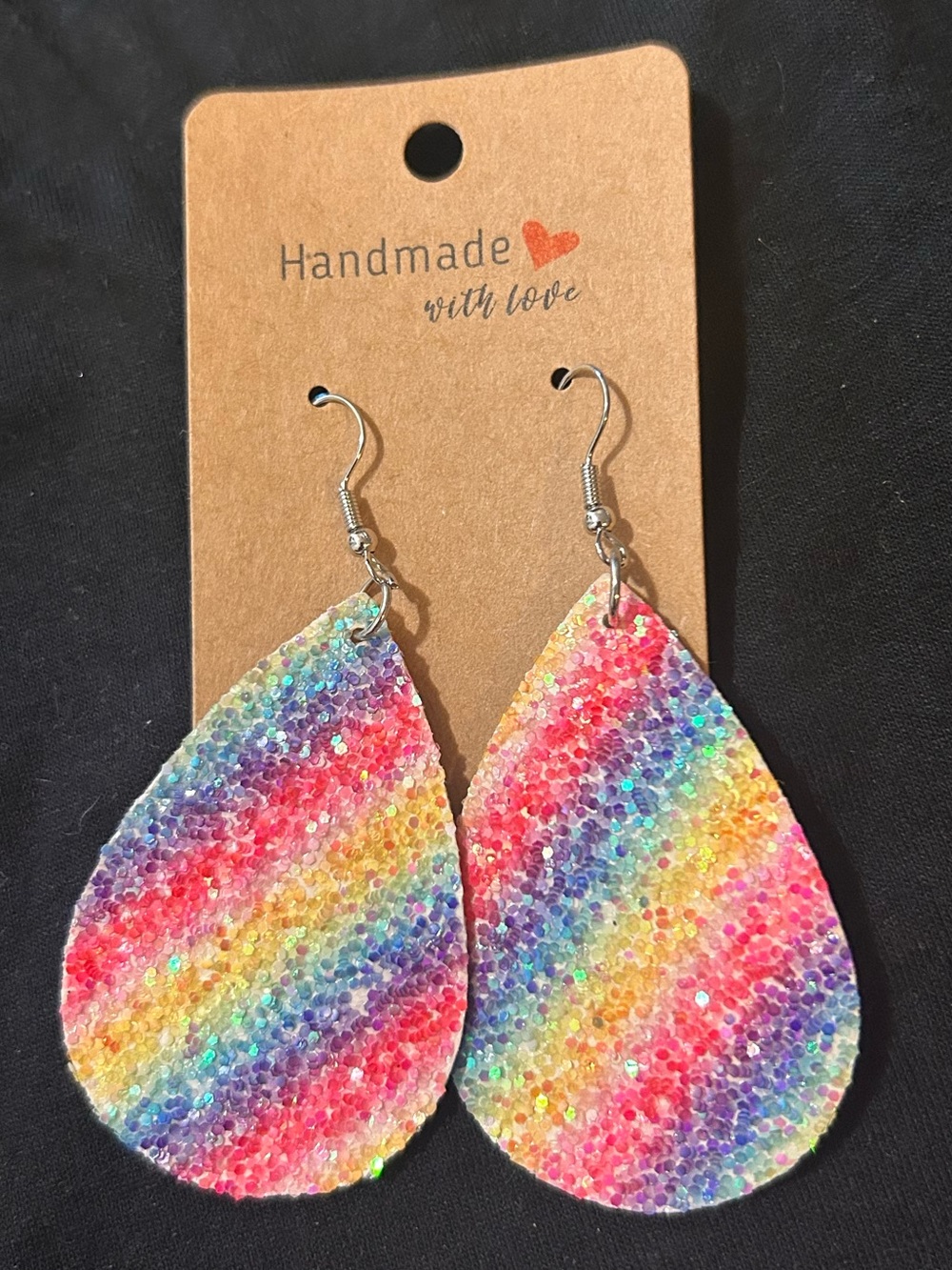 Handmade Rainbow Sequin Teardrop Earrings - Vibrant Multicolor